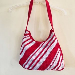 Red and White Striped Bag